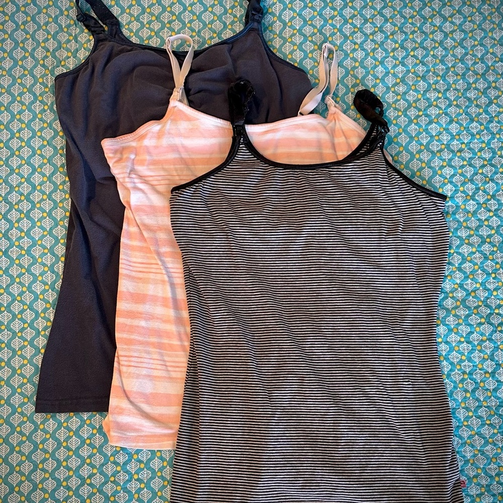 Maternity Nursing Clip-Down Camisoles - Navy, Pink, Black Stripe